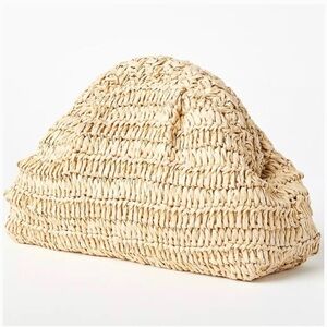 NWT Rattan Straw Beach Dumpling Clutch Bag